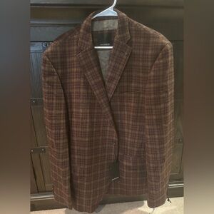 NWT Roy Robson Men's Brown Plaid Blazer Sport coat